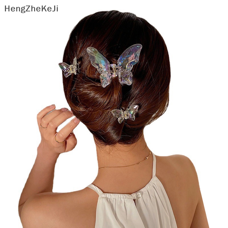 Kẹp Tóc Đuôi Ngựa Bằng acrylic Đính Pha Lê Hình Bướm Thanh Lịch Thời Trang Cho Nữ