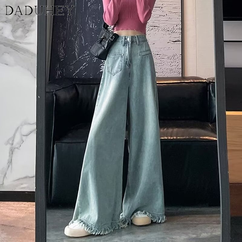 DaDuHey New American Ins High Street Retro Jeans Niche High Waist Loose Wide Leg Pants plus Size Trousers