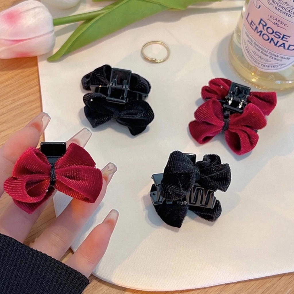 PVN61177 Kẹp Tóc Nơ Bằng Nhung Đen Thời Trang Thu Đông Dễ Thương Cho Nữ