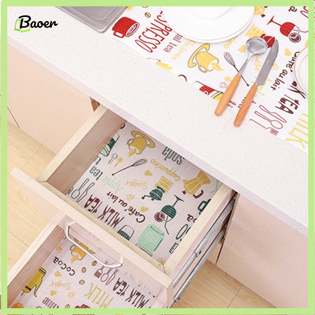 Thảm Lót Tủ Chén / Ngăn Kéo In Họa Tiết baoer Chống Thấm Nước / Dầu Mỡ Tiện Dụng Cho Nhà Bếp
