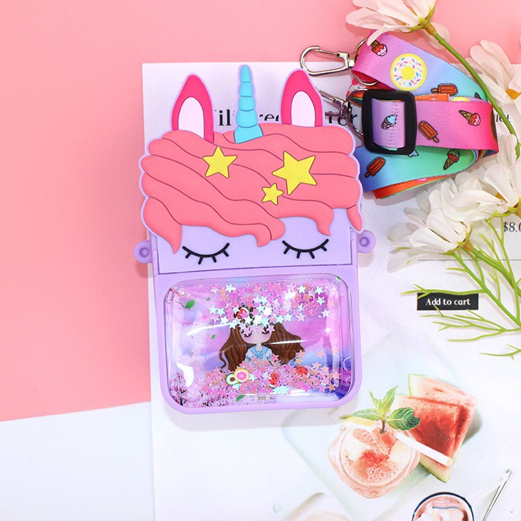 Túi xách silicon pop it kim sa hình pony kỳ lân đeo chéo thời trang đựng bao bì lì xì, mỹ phẩm