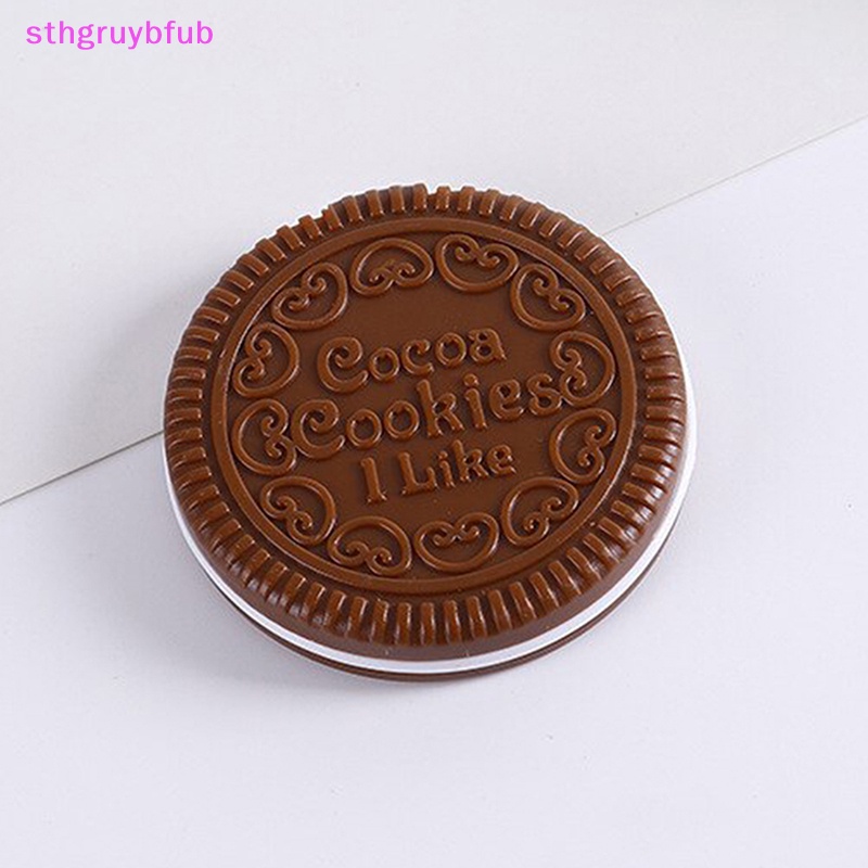 Sthb Gương Trang Điểm mini Bỏ Túi Kèm Lược Thiết Kế Hình Bánh Quy Sô Cô La Dễ Thương vn