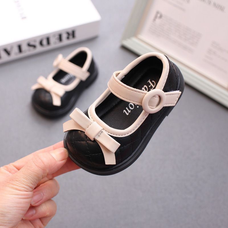 HÀNG MỚI VỀ_Giày Búp Bê Gắn Nơ Cho Bé Gái Phong Cách Hàn Quốc Chất Da Đế Mềm 0 - 3 tuổi