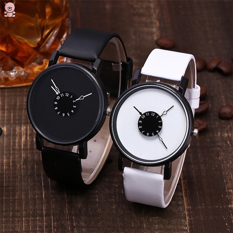 Đồng Hồ Đeo Tay Dây Da Thiết Kế Tối Giản Sáng Tạo Dành Cho Cặp Đôi
