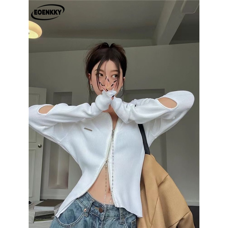 EOENKKY Áo Len áo khoác cardigan Cute Vintage Đơn giản Thể thao WMY23A0AIP 41Z231013
