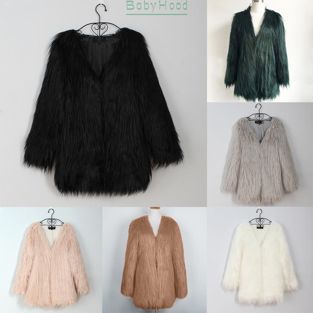 Women Faux Fur V-Neck Shaggy Jacket Winter Cropped Coat Warm Outwear Cardigan#BBHOOD