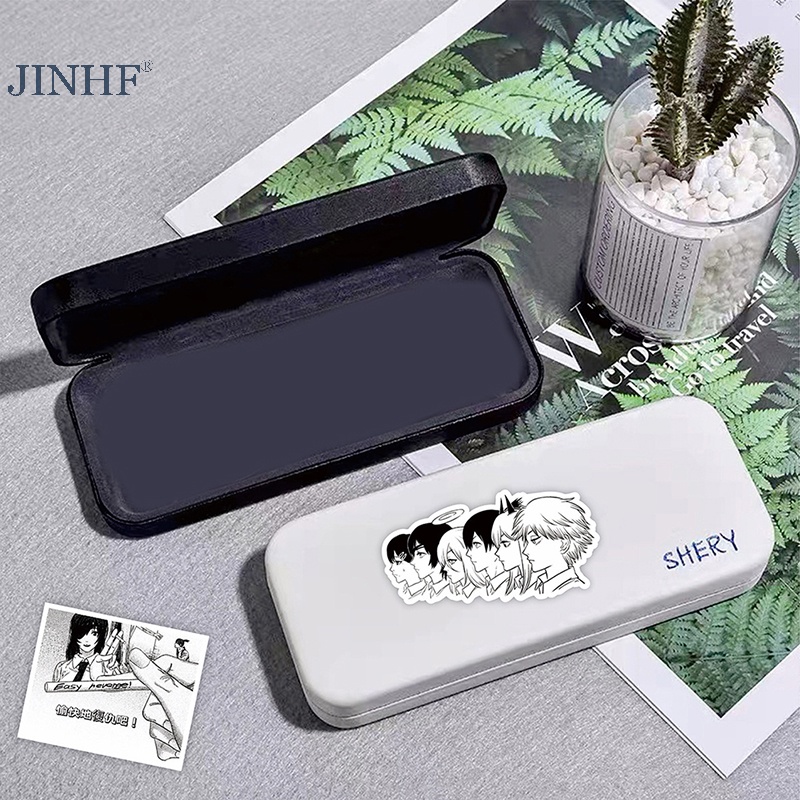 Set 50 Sticker Dán laptop Chống Thấm Nước Hình anime Màu Trắng Đen