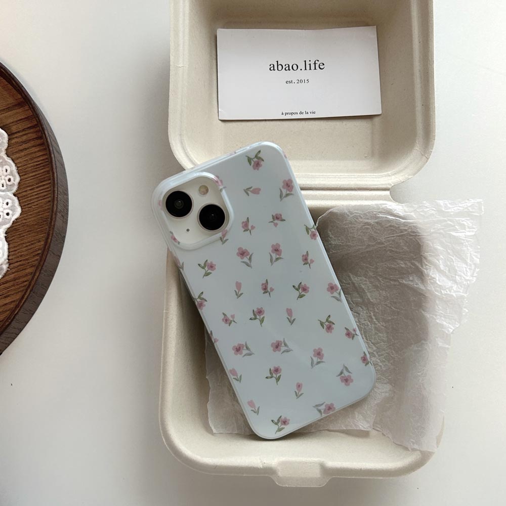 Ốp Điện Thoại Cứng Họa Tiết Hoa Xanh Trắng Cho iphone 11 12 12pro 12promax 13 13pro 13promax 14 14pro 14promax