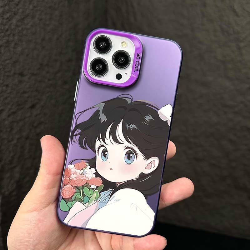 Ốp Điện Thoại Hình Cô Gái Và Bó Hoa Cho iphone 14promax / 13promax / 12promax / 14pro / 13pro / 12pro / 14 / 13 / 12 / 11