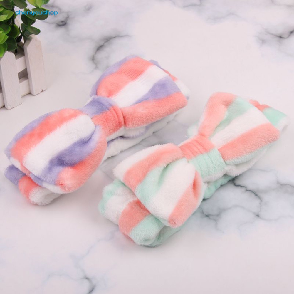Băng Đô Nơ Lớn Bằng Lông Cừu San Hô Co Giãn Dễ Thương Dành Cho Nữ Rửa Mặt / Rửa Mặt