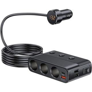 Tẩu Sạc Chia 3 Cổng pd / qc 3.0 3 Cổng usb 128w 12v / 24v Có Màn Hình led Hiển Thị Điện Áp Cho Xe Hơi