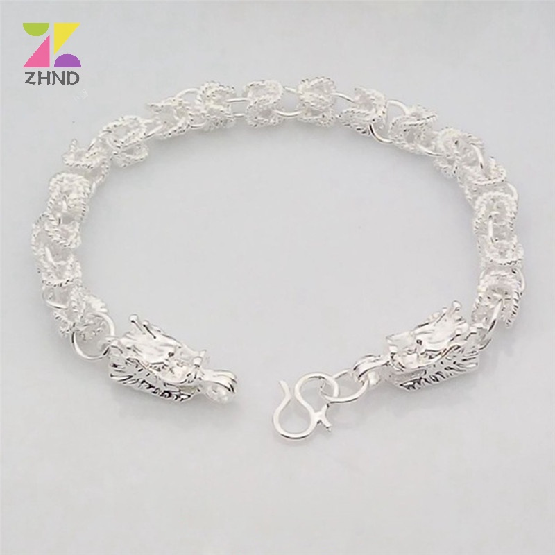 Zhuzhengde Vòng Tay Mạ Bạc Hình Rồng Thời Trang Dành Cho Nam