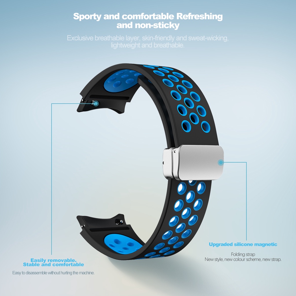 Silicone Dây Đeo Silicon Thoáng Khí Có Khóa Nam Châm Cho Đồng Hồ Thông Minh samsung galaxy watch 6 5 4 44 / 40mm galaxy watch 6 classic 5pro 45mm