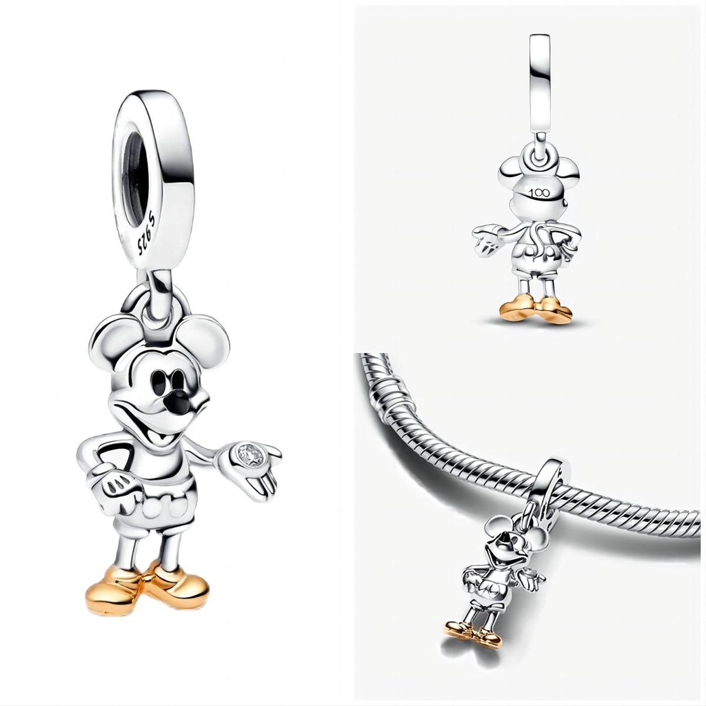 Mặt Dây Chuyền / Vòng Đeo Tay / Vòng Tay Hình Chuột mickey Lấp Lánh Mạ Bạc Thời Trang Cho Nữ diy