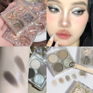 Bảng Phấn Mắt 4 Màu SWEET MINT Nhũ Lì Ngọc Trai KUROMI Bền Màu