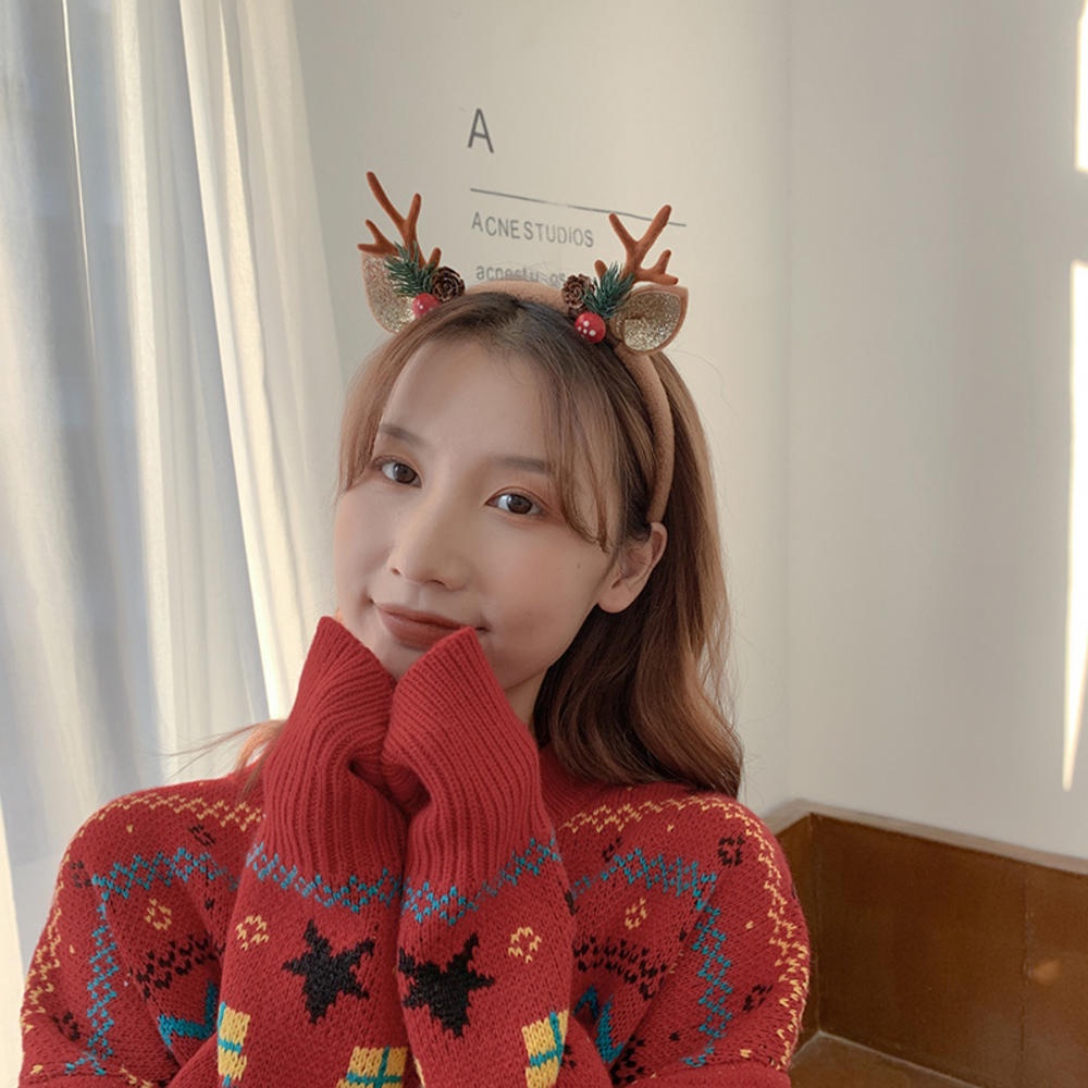 Cài Tóc Hình Sừng Tuần Lộc Giáng Sinh Dễ Thương Thời Trang Thu Đông 2023