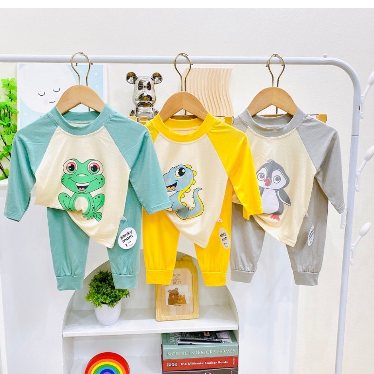 Bộ Dài Tay Thun Lạnh In Hình Con Vật Ngộ Nghĩnh Đáng Yêu Cho Bé Trai Bé Gái