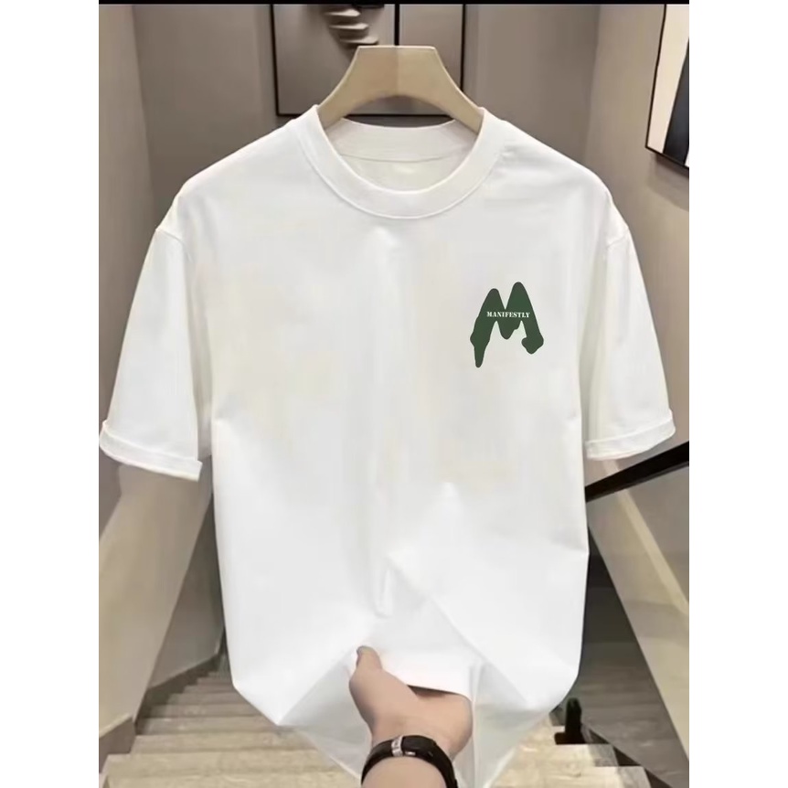 Áo Thun Tay Ngắn Cổ Tròn Dáng Rộng In Họa Tiết Đơn Giản Thời Trang Mùa Hè Cho Nam