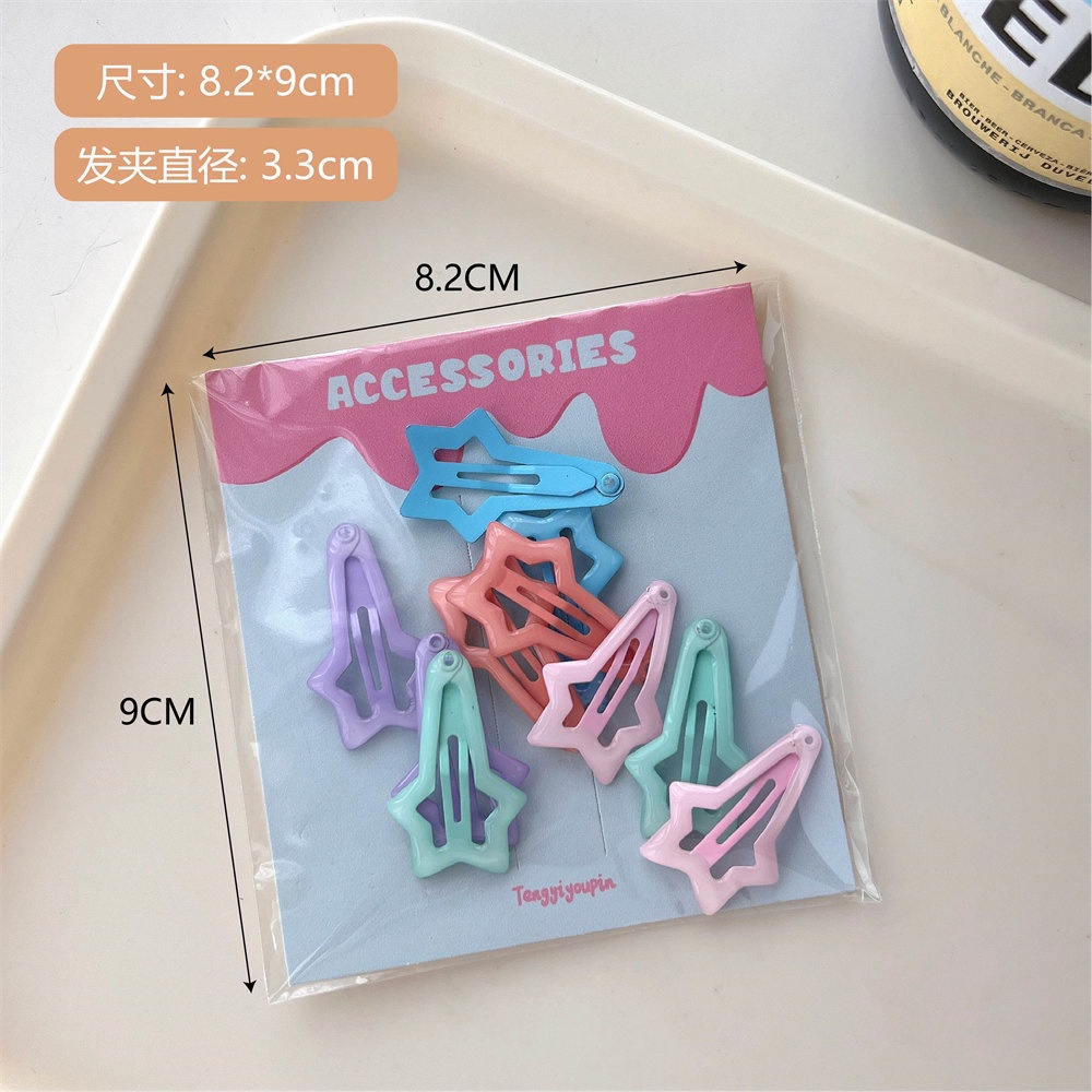 Set 10 Kẹp Tóc Hình Ngôi Sao / Trái Tim / Trái Tim Xinh Xắn Cho Nữ