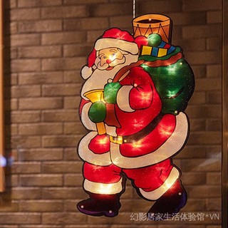 Christmas lamp decorative sucker hanging lamp led window lantern festival New Santa Claus snowman elk Christmas tree MNGA