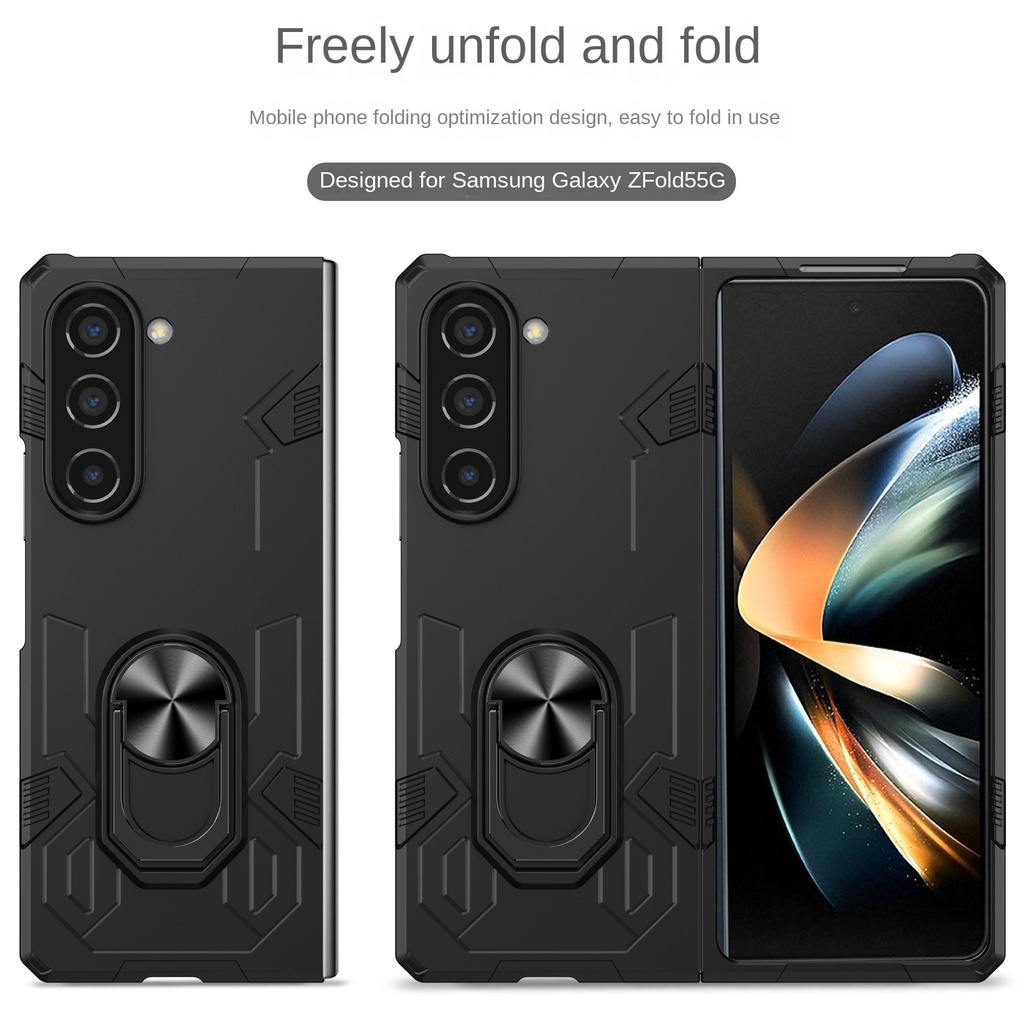 Ốp Điện Thoại Nhựa Chống Rơi Có Vòng Đỡ Từ Tính Cho samsung galaxy z fold 5 4 3 fold5 fold4 fold3