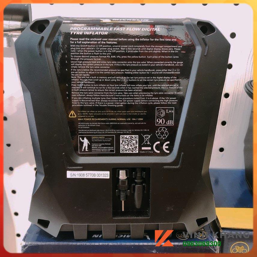 Bơm lốp ôt ô 12V Michelin 12266 - tự ngắt khi đủ áp suất, Cho Xe Hơi từ 4 đến 16 chỗ - Hàng Chính Hãng