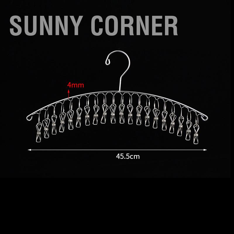Sunny corner Móc treo quần áo bằng thép không gỉ dày hình vòng cung chống gió Tất móc cho tất Khăn Áo lót Quần