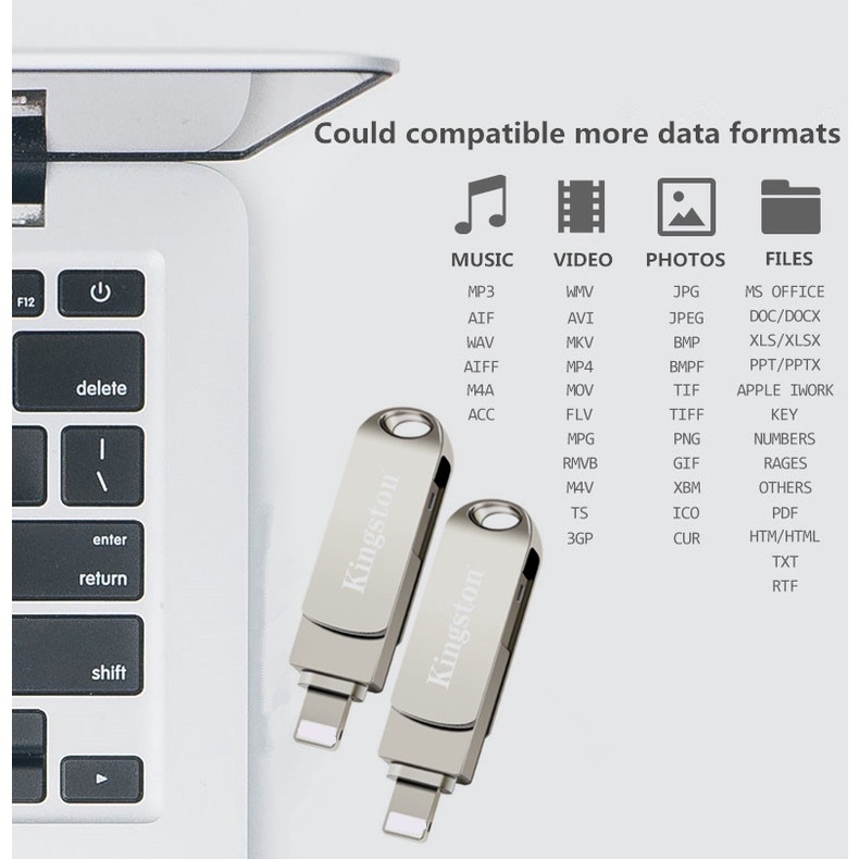 Usb Ổ Đĩa flash 2 Trong 1 Bằng Kim Loại kingston 256g 512g 1t Cho iphone