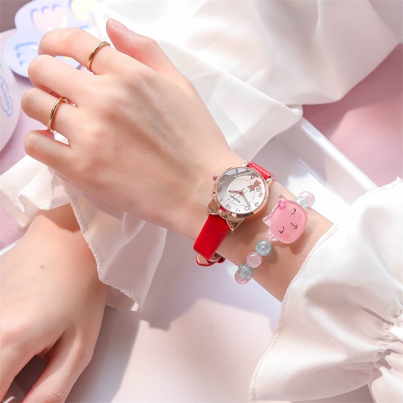 Bộ Đồng Hồ Đeo Tay Hình Mèo Hoạt Hình Đáng Yêu Dành Cho Trẻ 5 Tuổi