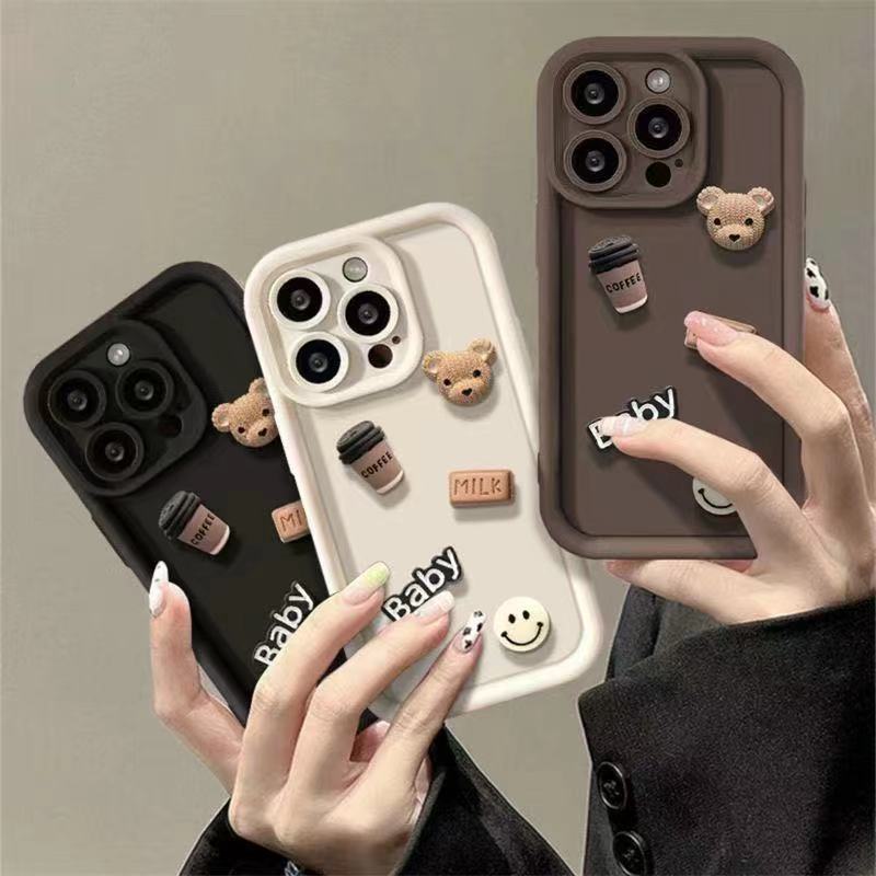 Điện Thoại Ốp Lưng Hình Gấu Đáng Yêu Cho iphone 13 12 11 pro max x xs max 7 / 8 plus