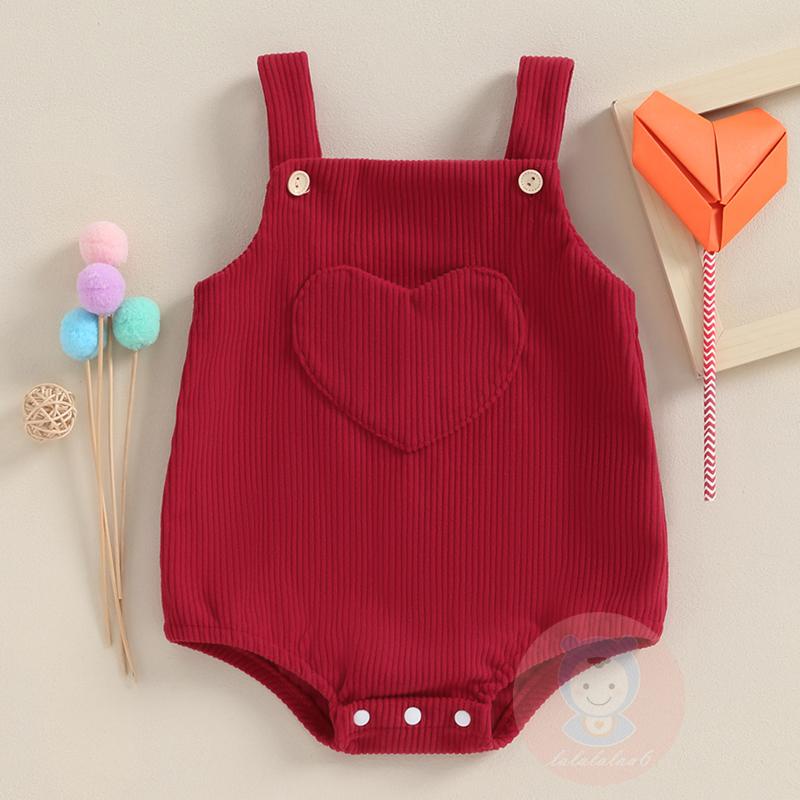 Laa6-áo Liền Quần Vải Nhung Kẻ Không Tay Trái Tim Có Túi Cho Bé