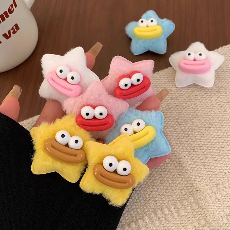 Kẹp Tóc Hình Ngôi Sao Mặt Cười Dễ Thương Vui Nhộn Phong Cách Hàn Quốc