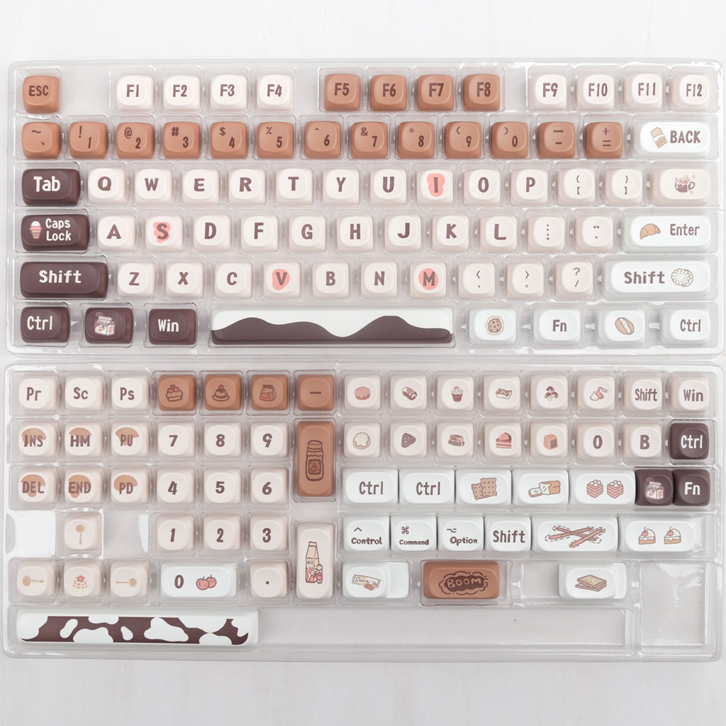 Chocolate Coffee Keycaps MOA Profile Hoạt Hình PBT DYE SUB Bàn Phím Cơ Keycap
