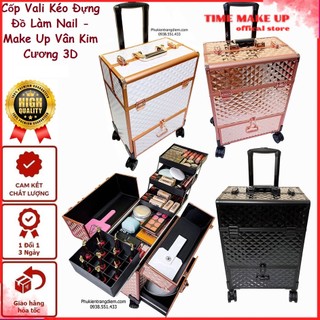 Cốp vali kéo đựng đồ làm nail - make up vân kim cương 3d ms 00256