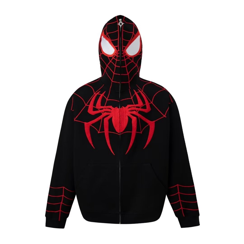 Áo Khoác sweater Phối Khóa Kéo Thêu Hình Nhện Thời Trang Mùa Thu Cho Các Cặp Đôi