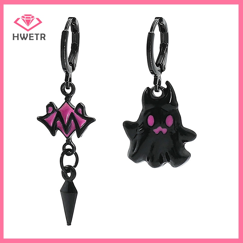 Khuyên Tai Mặt Hình Ma Nhỏ Màu Đen Dễ Thương Phong Cách punk Hàn Quốc Thời Trang Cho Nữ Mới