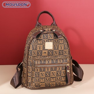 Mousoon balo da pu mềm cỡ lớn in họa tiết phong cách retro