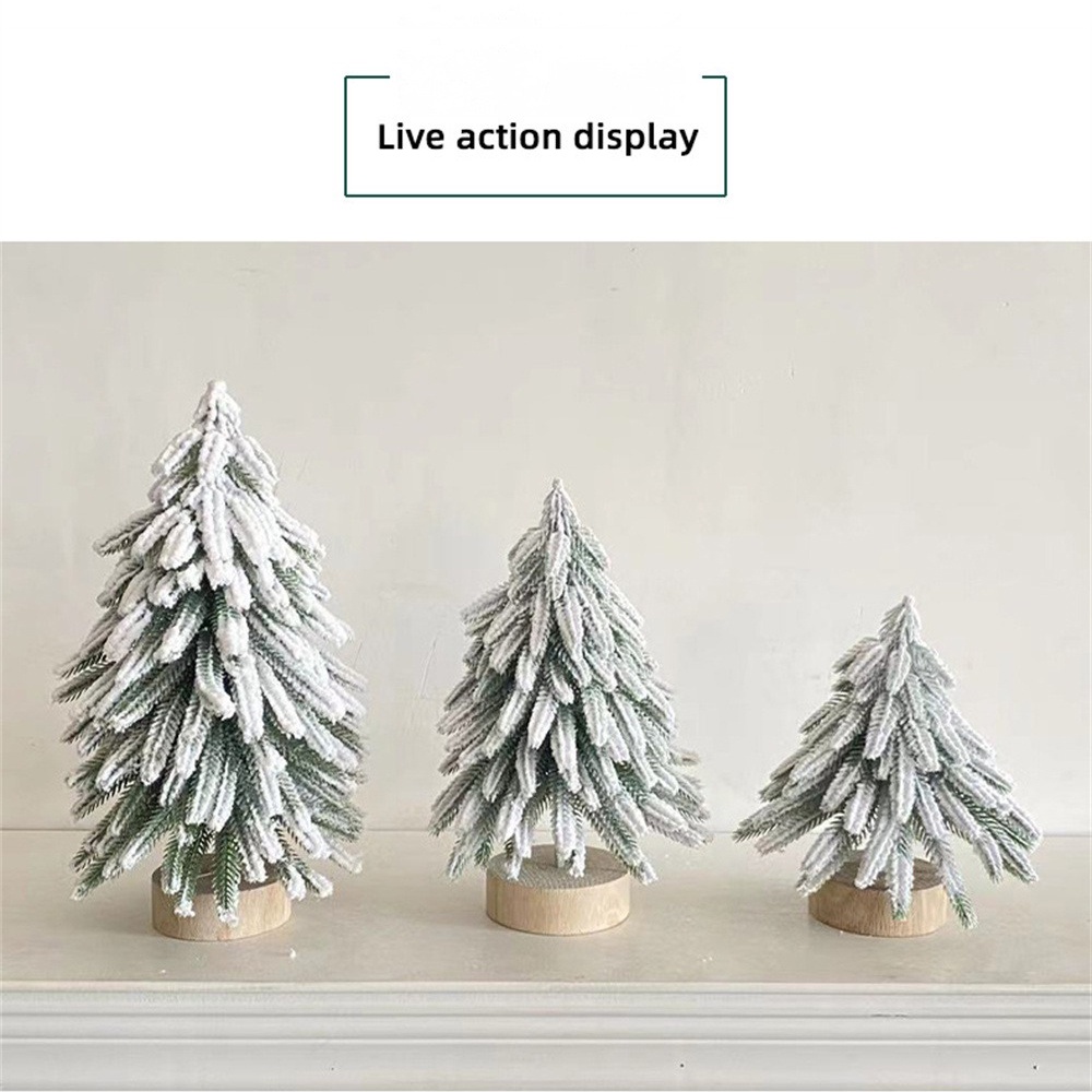 Sáng Tạo Mới Đế Gỗ Phủ Tuyết Cây Thông Giáng Sinh 2023 Đồ Trang Trí Đổ Xô Cây Giáng Sinh Cây Tuyết Tùng Cây Trang Trí Đồ Trang Trí Để Bàn