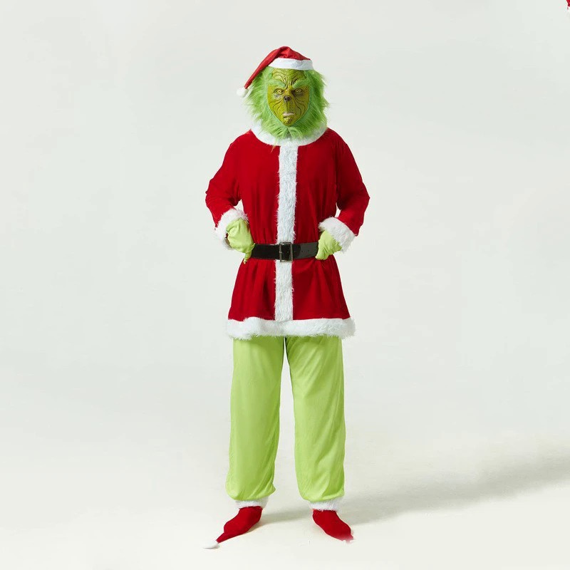 Grinch Bộ Đồ Hóa Trang Quái Vật Tóc Xanh Lá Cây cosplay Giáng Sinh cos mask Thef