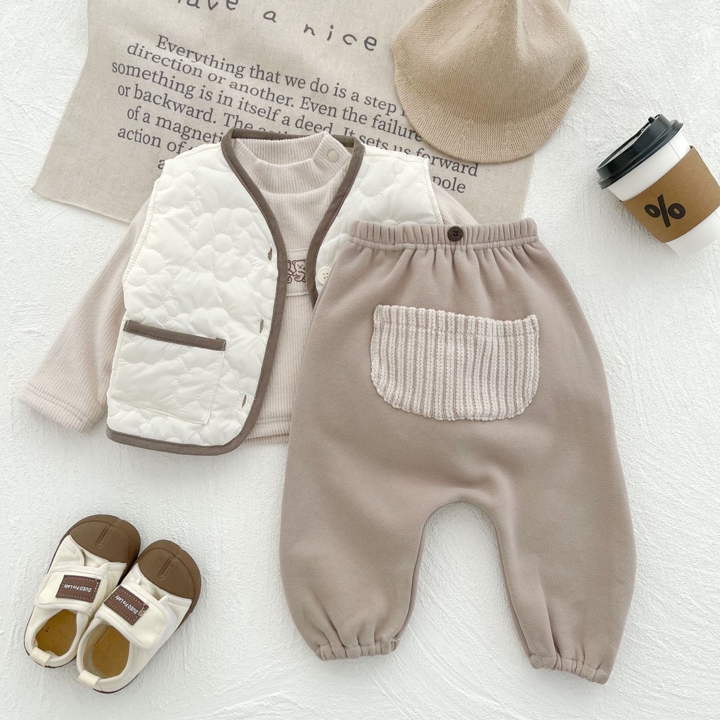 Quần harem Dáng Rộng Bằng Lông Cừu Có Túi Lớn Phong Cách Hàn Quốc Đơn Giản Mùa Thu Đông Dành Cho Trẻ Sơ Sinh Jof77