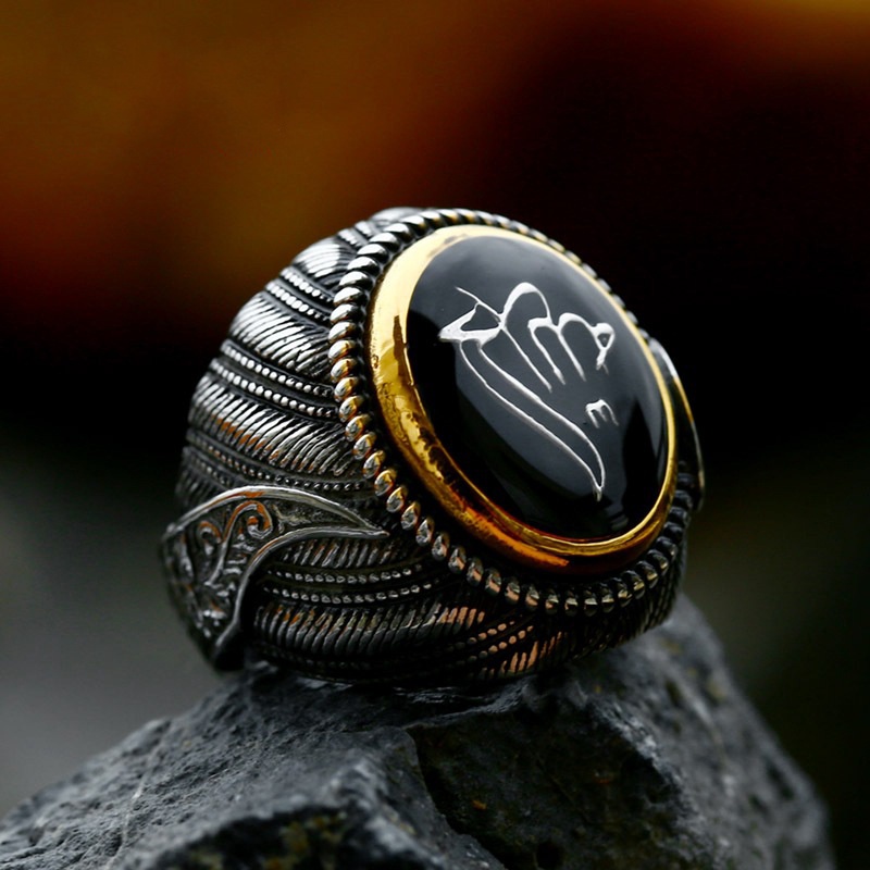 Nhẫn Thép Titan Màu Vàng / Bạc Mặt Thánh Giá Đính Đá zircon Đen Phong Cách punk Cổ Điển Thời Trang Cho Nam