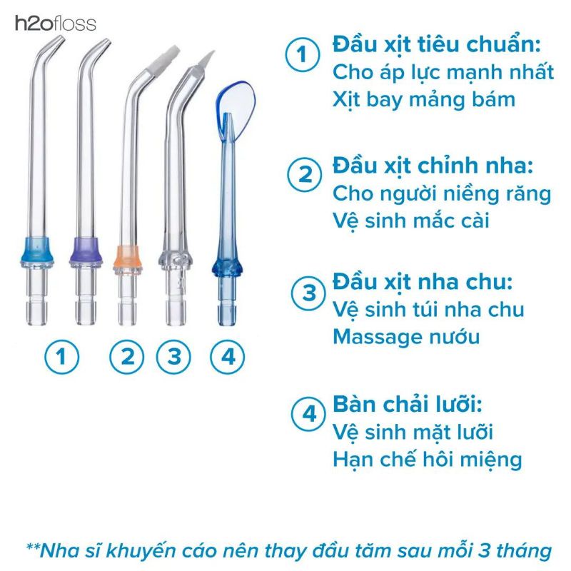Máy tăm nước H2OFloss cao cấp  HF-9P chống thấm nước, tặng túi vải du lịch  ACSTORE247