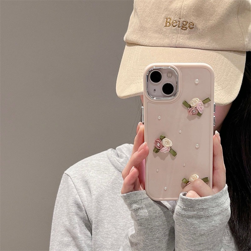 Ốp Điện Thoại Chống Rơi Họa Tiết Hoa Đính Ngọc Trai Ba Chiều Cho iphone 7 7 plus 8 8 plus xs xr 11 12 13 14 15 pro plus promax