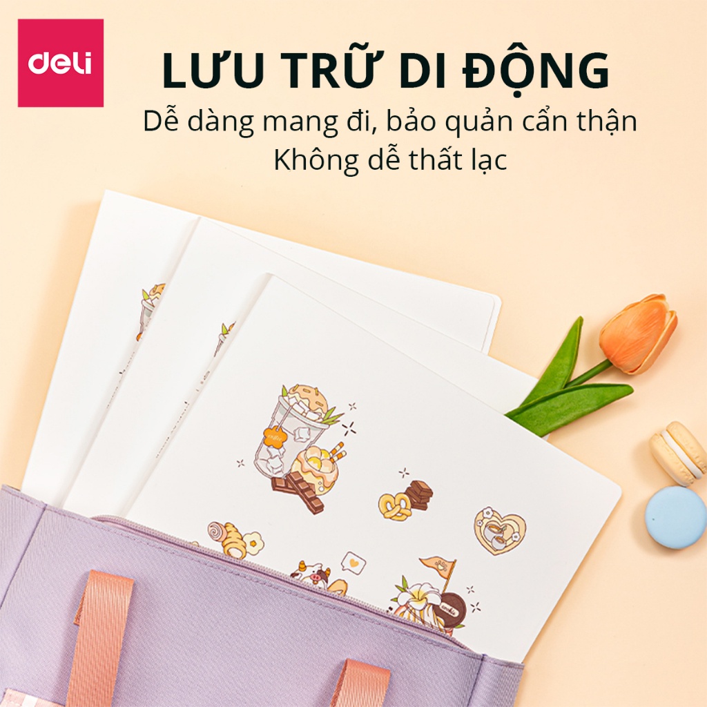 File Tài Liệu File Lá Học Sinh Deli Đa Năng A4 Bìa Kẹp Lá Tệp Đựng Tài Liệu Đựng 30 40 Lá Họa Tiết Cute Màu Pastel