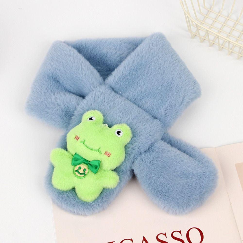 Leota Khăn Choàng Lông Thỏ Giả Dày Dặn Màu Trơn Giữ Ấm Mùa Đông Cho Bé