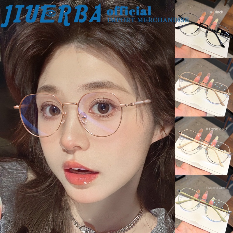 JIUERBA Mắt Kính Gọng Kim Loại Đa Giác Chống Bức Xạ Ánh Sáng Xanh Chống Tia Bức Xạ Phong Cách Hàn Quốc Mới
