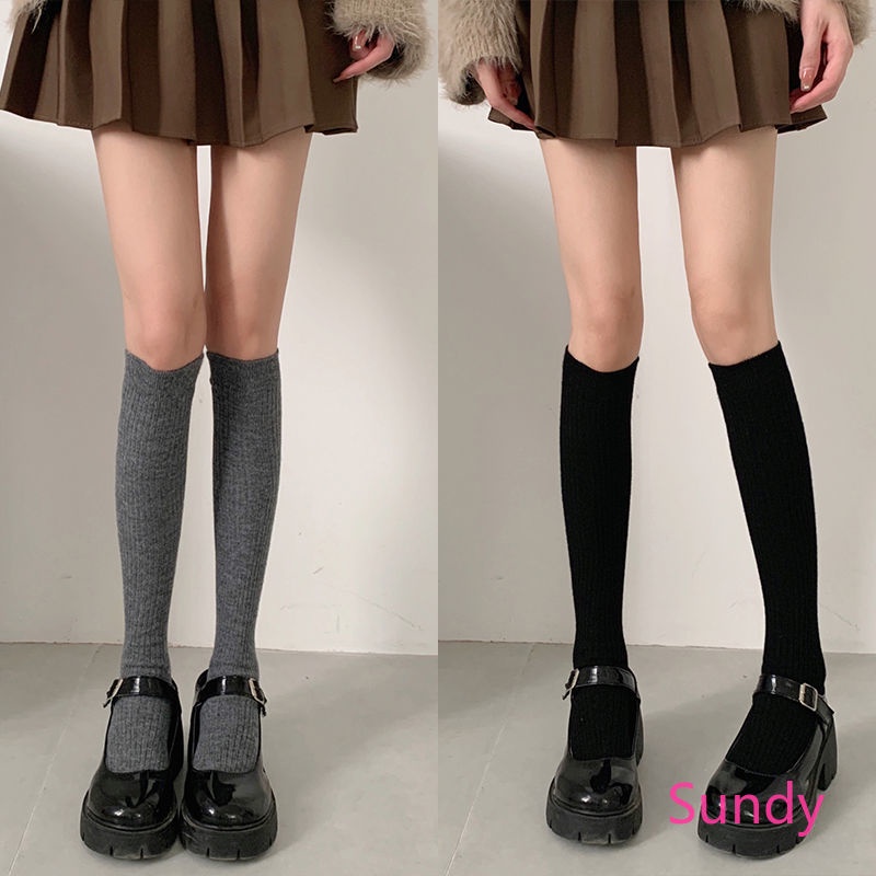 Đôi Tất Chân cotton Màu Trơn Thời Trang Thu Đông Cho Nữ