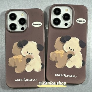 Hoạt Hình Ốp Điện Thoại pc Cứng Hình Cún Và Cà Phê Cho iphone 11 15 pro max 12 13 14 pro max xr x xs xs max 7 8 plus 7 8 se 2020