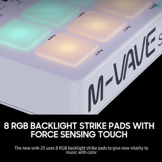 Professional M-VAVE 25-Key MIDI Control Keyboard - Mini USB Controller with RGB Backlit Pads and Knobs - Perfect for Studio Recording and Live Gigs
