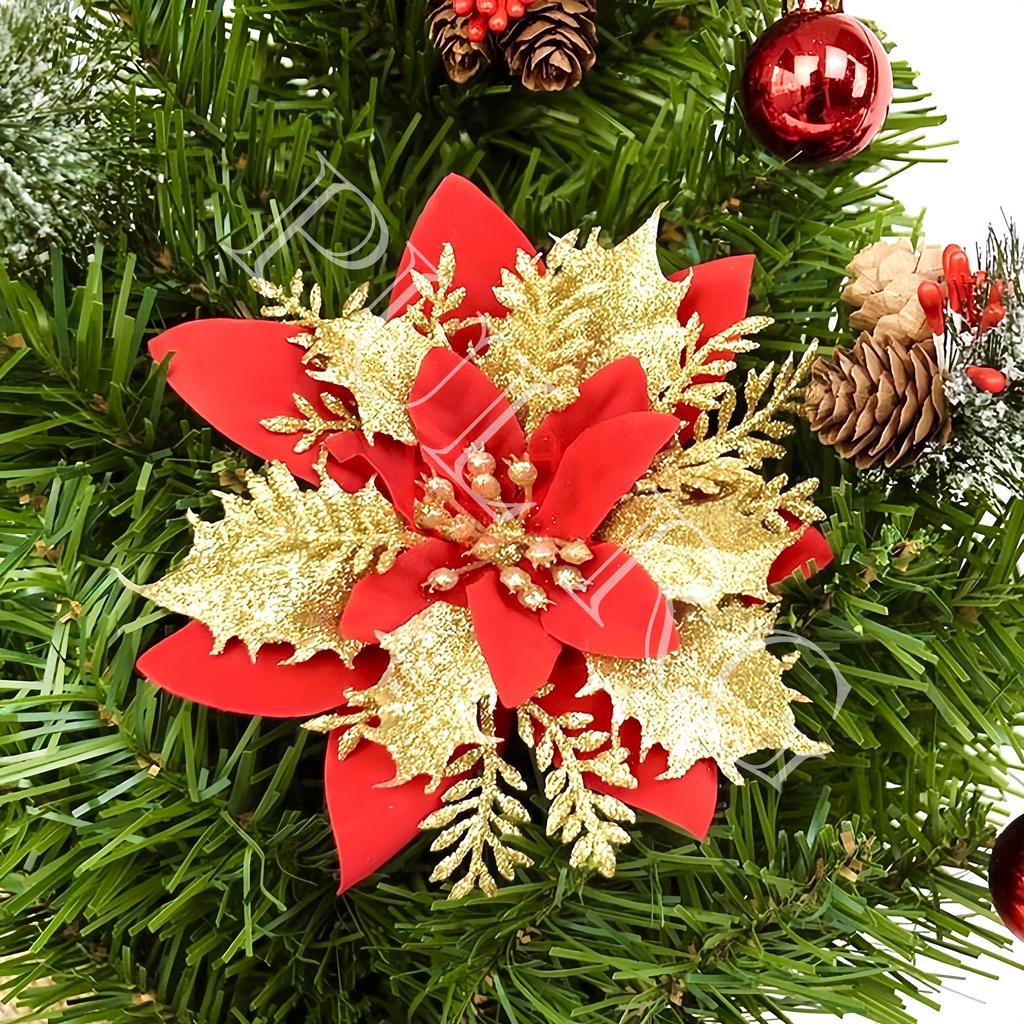 Bông hoa trạng nguyên 2 lớp treo decor cây thông noel trang trí giáng sinh lễ tết